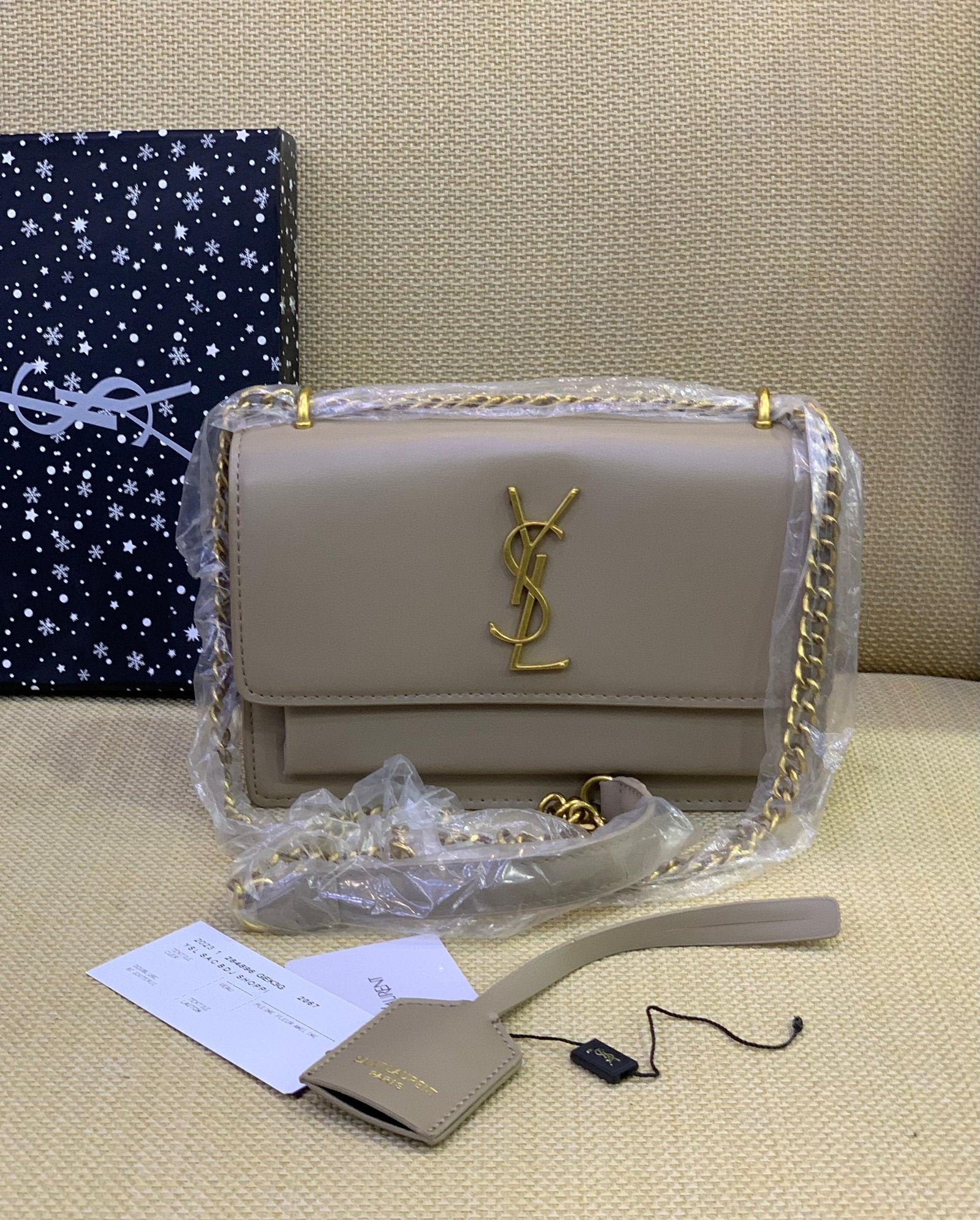 Saint Laurent YSL Envelope Chain Wallet in Smooth Leather