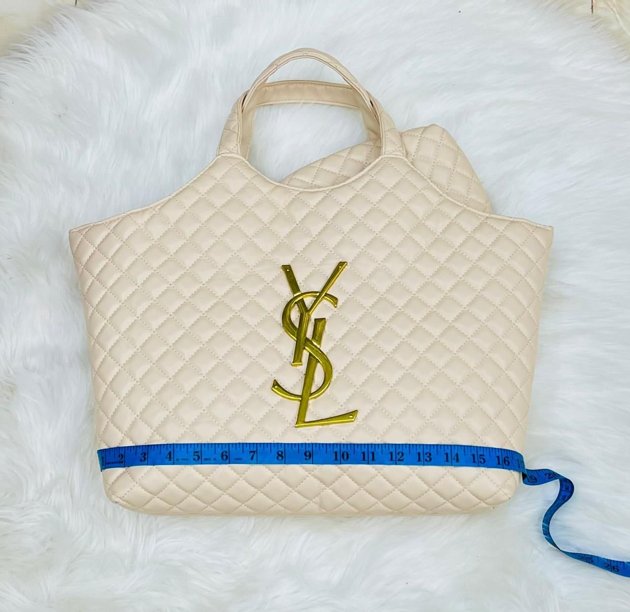 YSL Quilted Monogram Tote Bag with Matching Pouch