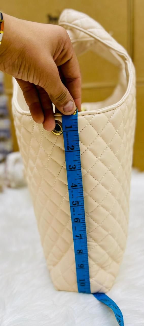 YSL Quilted Monogram Tote Bag with Matching Pouch