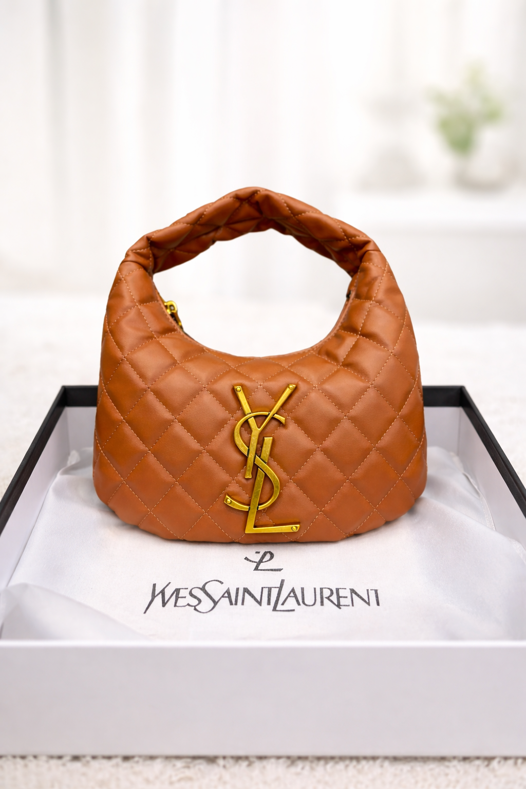 Saint Laurent YSL Quilted Mini Monogram Hobo Bag