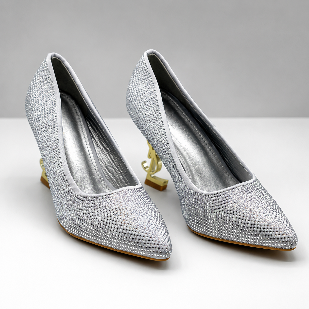 YSL Crystal Embellished Pointed Toe Pumps