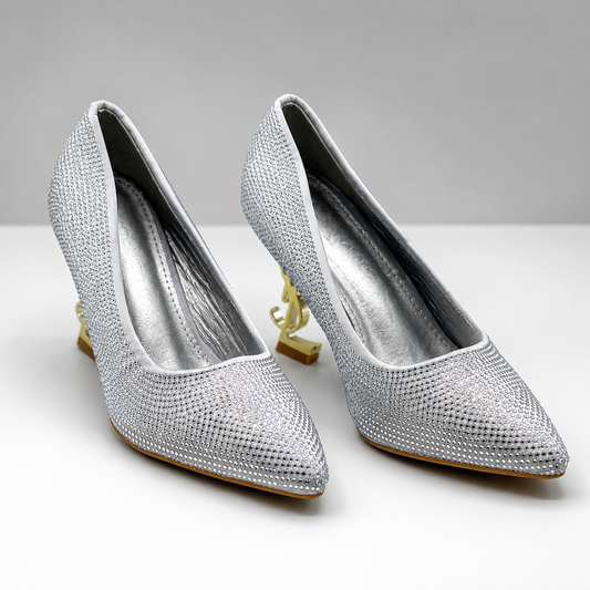 YSL Crystal Embellished Pointed Toe Pumps