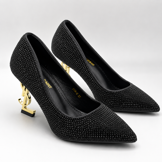 YSL Crystal Embellished Pointed Toe Pumps