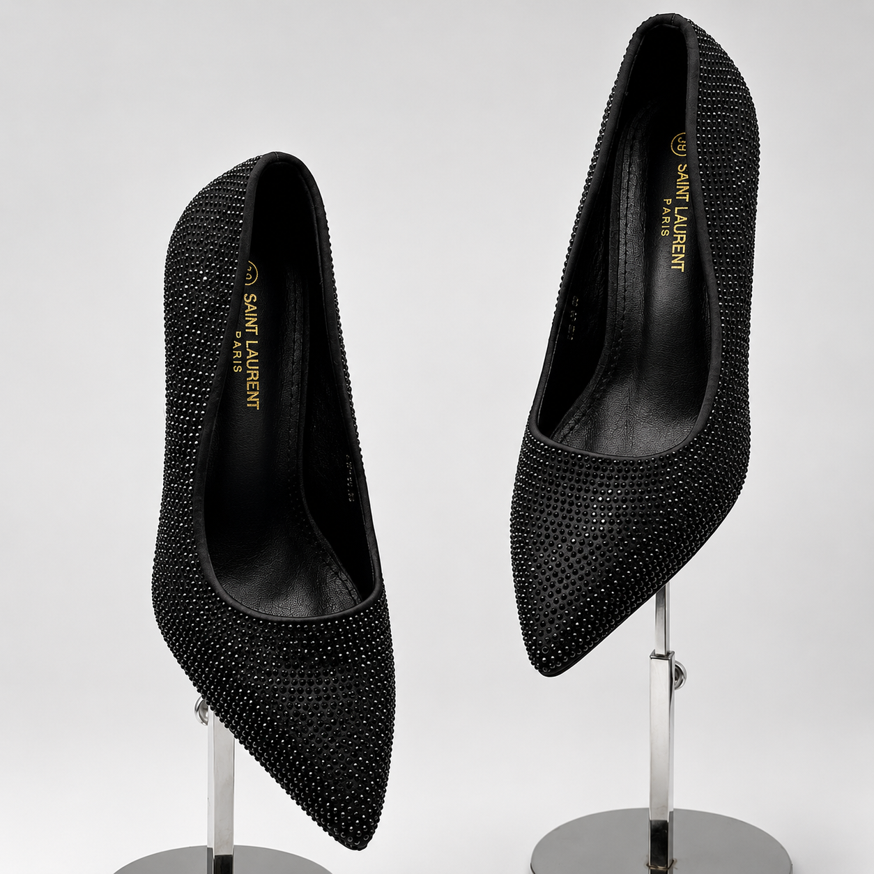 YSL Crystal Embellished Pointed Toe Pumps