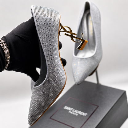 YSL Crystal Embellished Pointed Toe Pumps