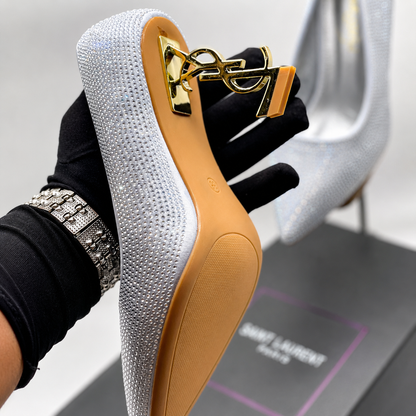 YSL Crystal Embellished Pointed Toe Pumps