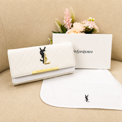 YSL Diamond Quilted Monogram Envelope Wallet