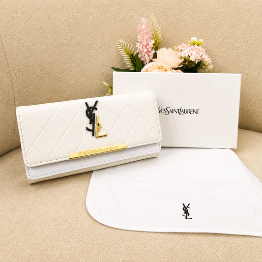 YSL Diamond Quilted Monogram Envelope Wallet