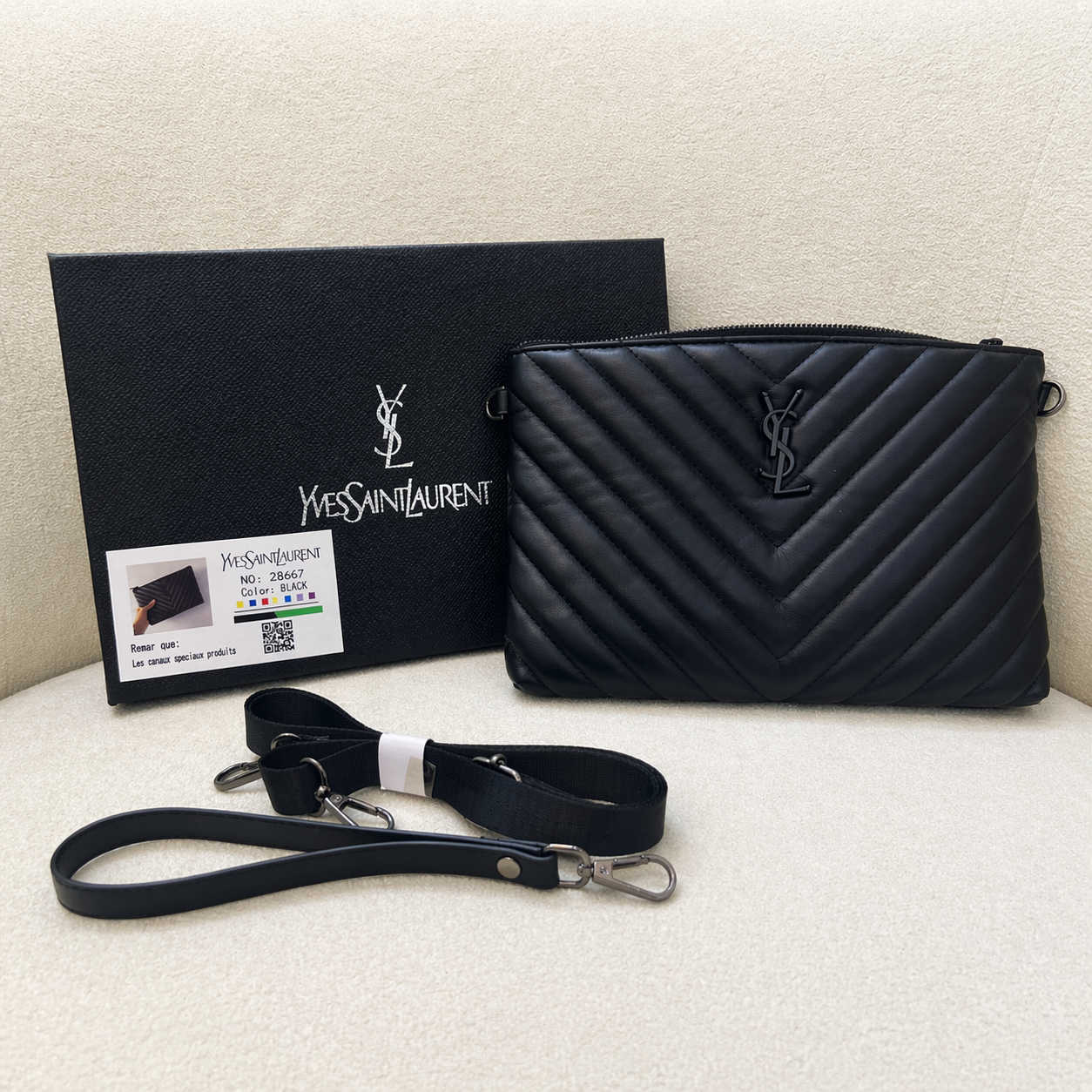 YSL Loulou Quilted Zip Clutch
