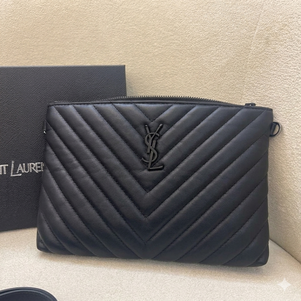 YSL Loulou Quilted Zip Clutch