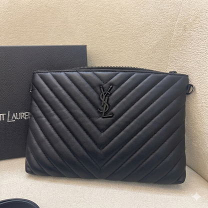 YSL Loulou Quilted Zip Clutch