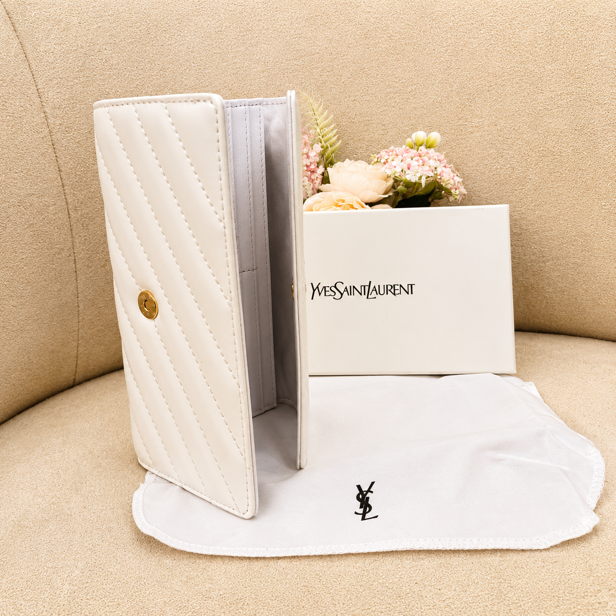 YSL Monogram Chevron Envelope Wallet