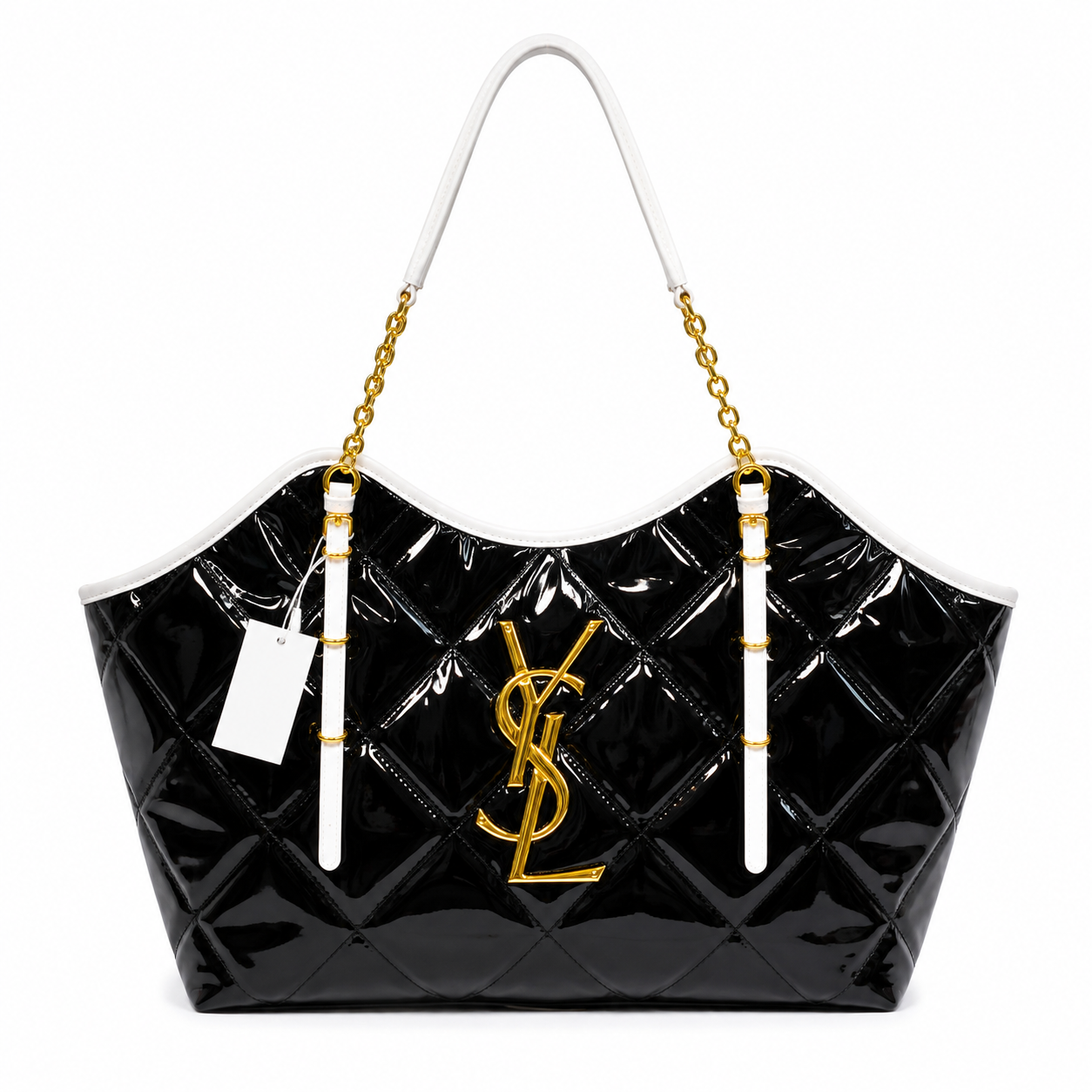 YSL Oversized Quilted Patent Leather Tote Bag