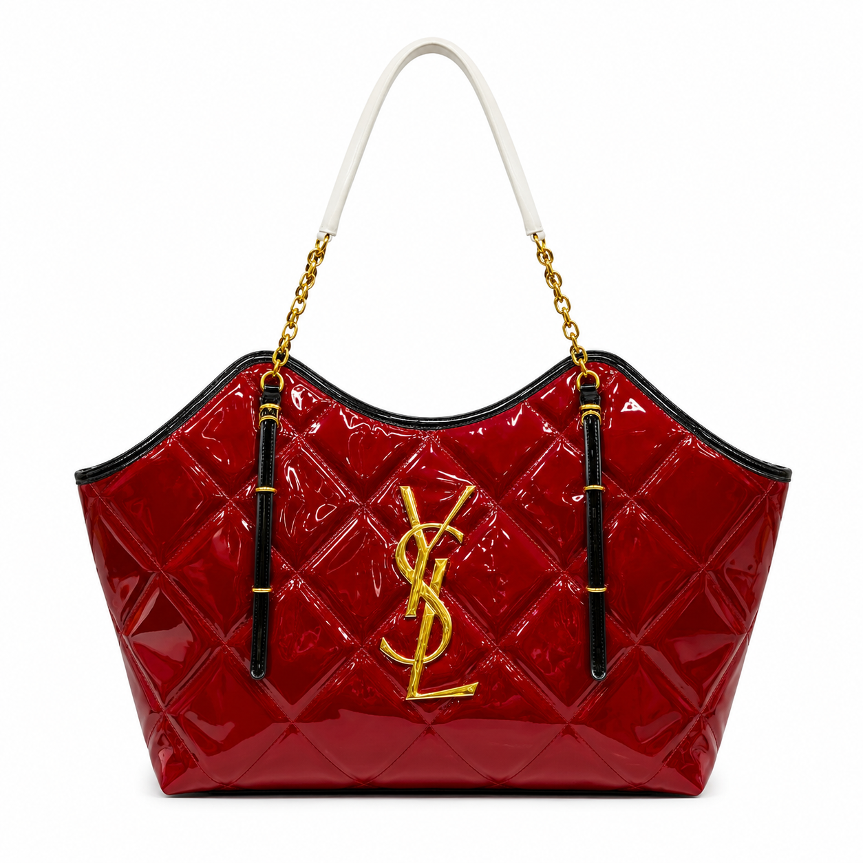 YSL Oversized Quilted Patent Leather Tote Bag