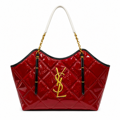 YSL Oversized Quilted Patent Leather Tote Bag
