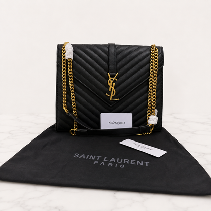 YSL Saint Laurent Large Envelope Flap Bag – Black