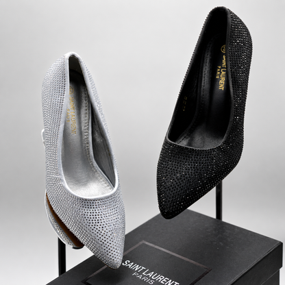 YSL Crystal Embellished Pointed Toe Pumps