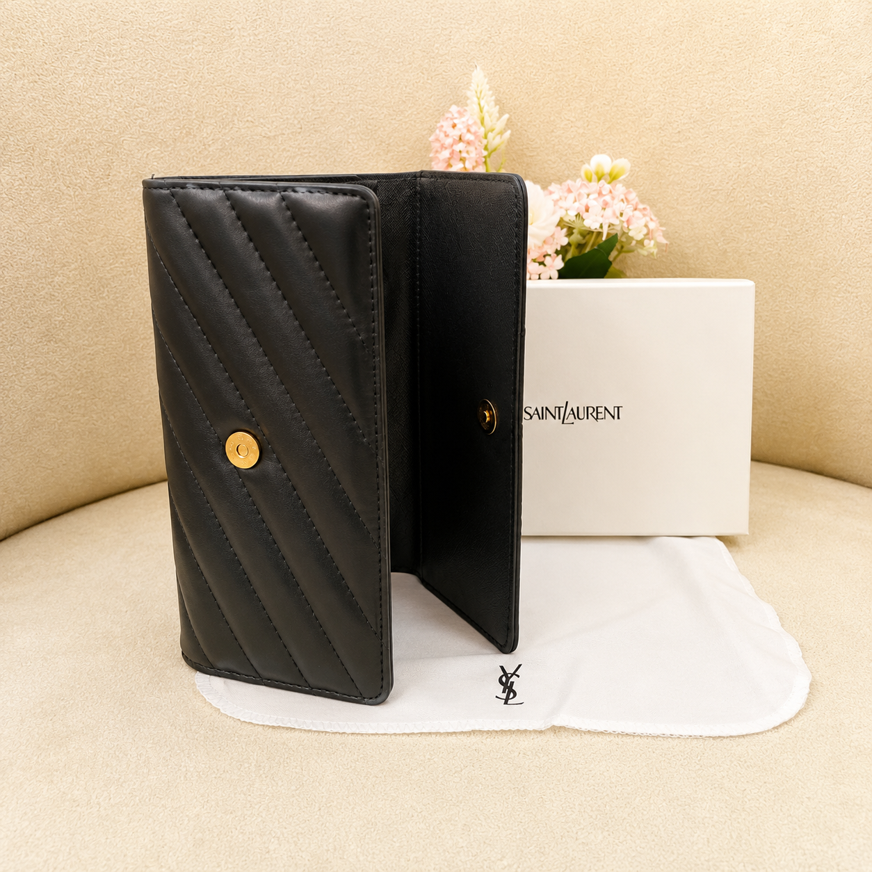 YSL Monogram Chevron Envelope Wallet