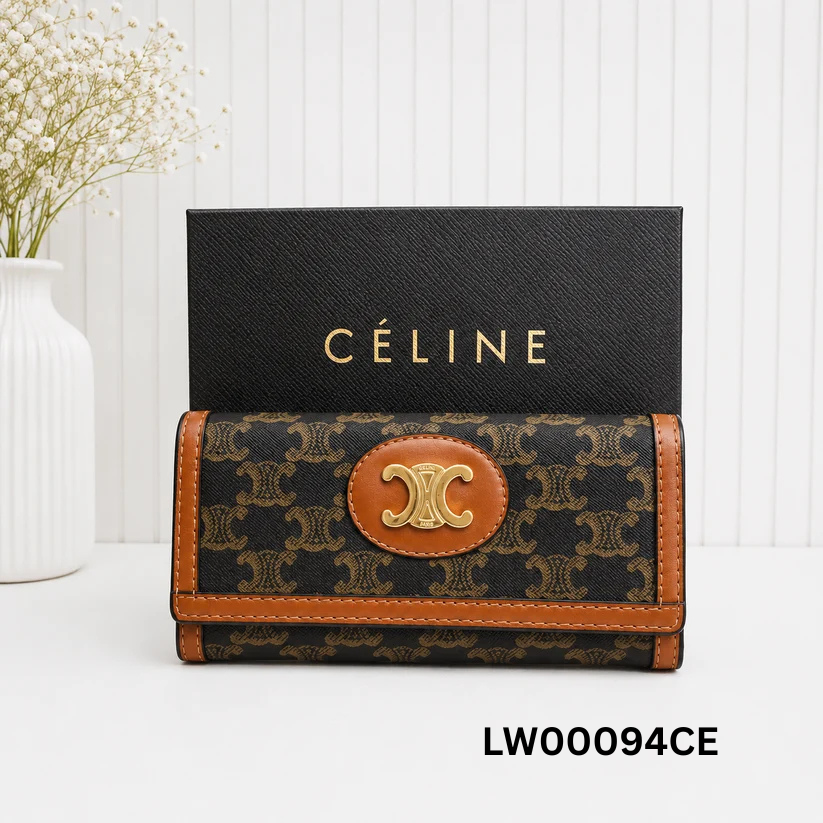 Celine Triomphe Monogram Continental Long Wallet