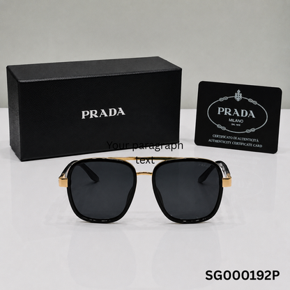 Prada Linea Rossa Square Aviator Sunglasses – Black & Gold Edition