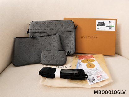 Louis Vuitton Monogram Embossed Messenger Bag with Utility Pouches