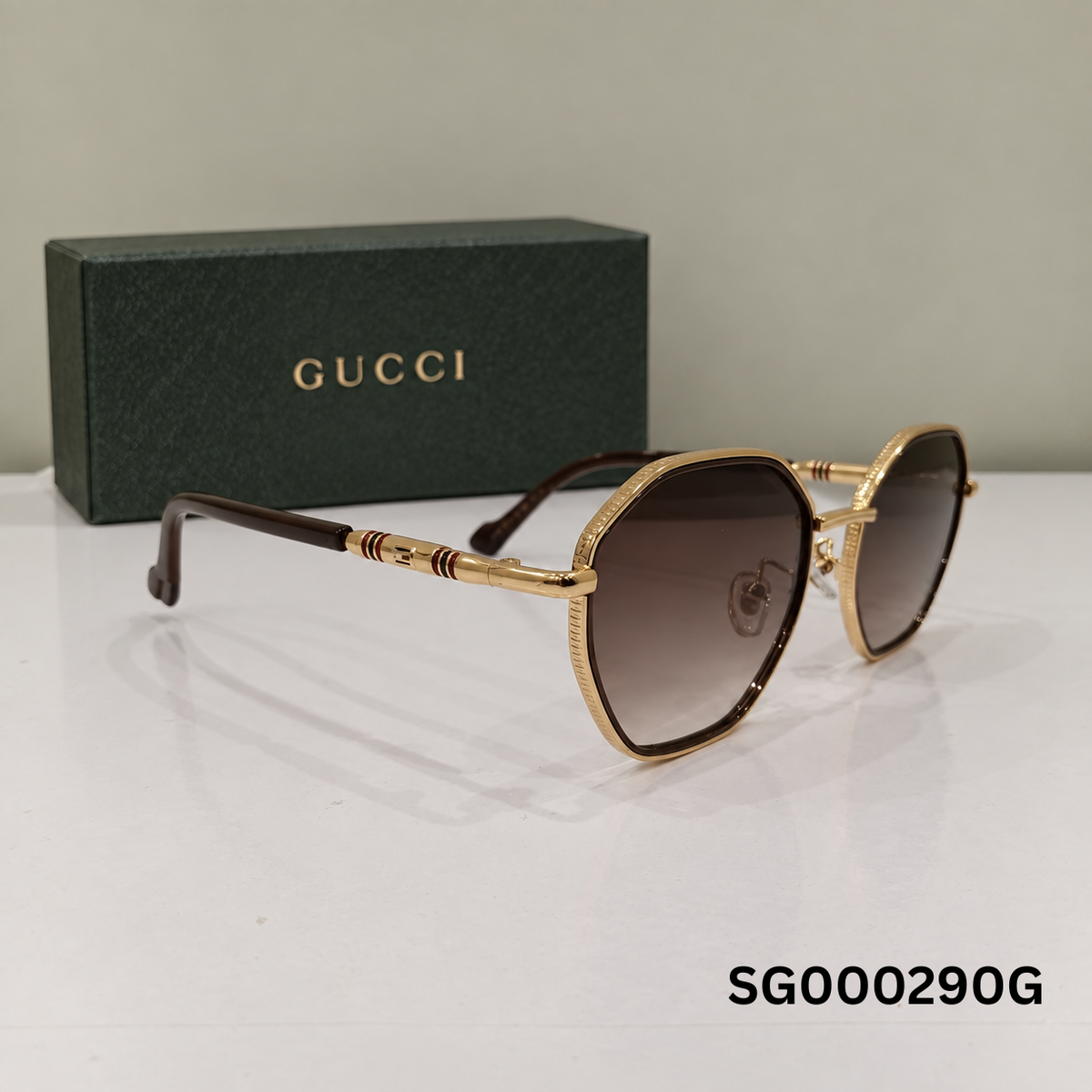 Gucci Gold Geometric Oversized Sunglasses