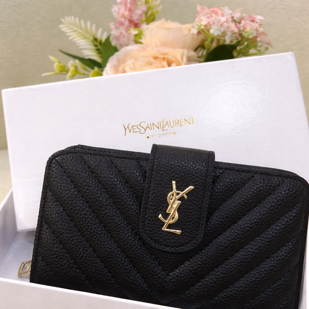 Yves Saint Laurent Quilted Zip Wallet Style