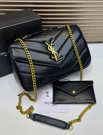 Yves Saint Laurent Style Chevron Chain Shoulder Bag