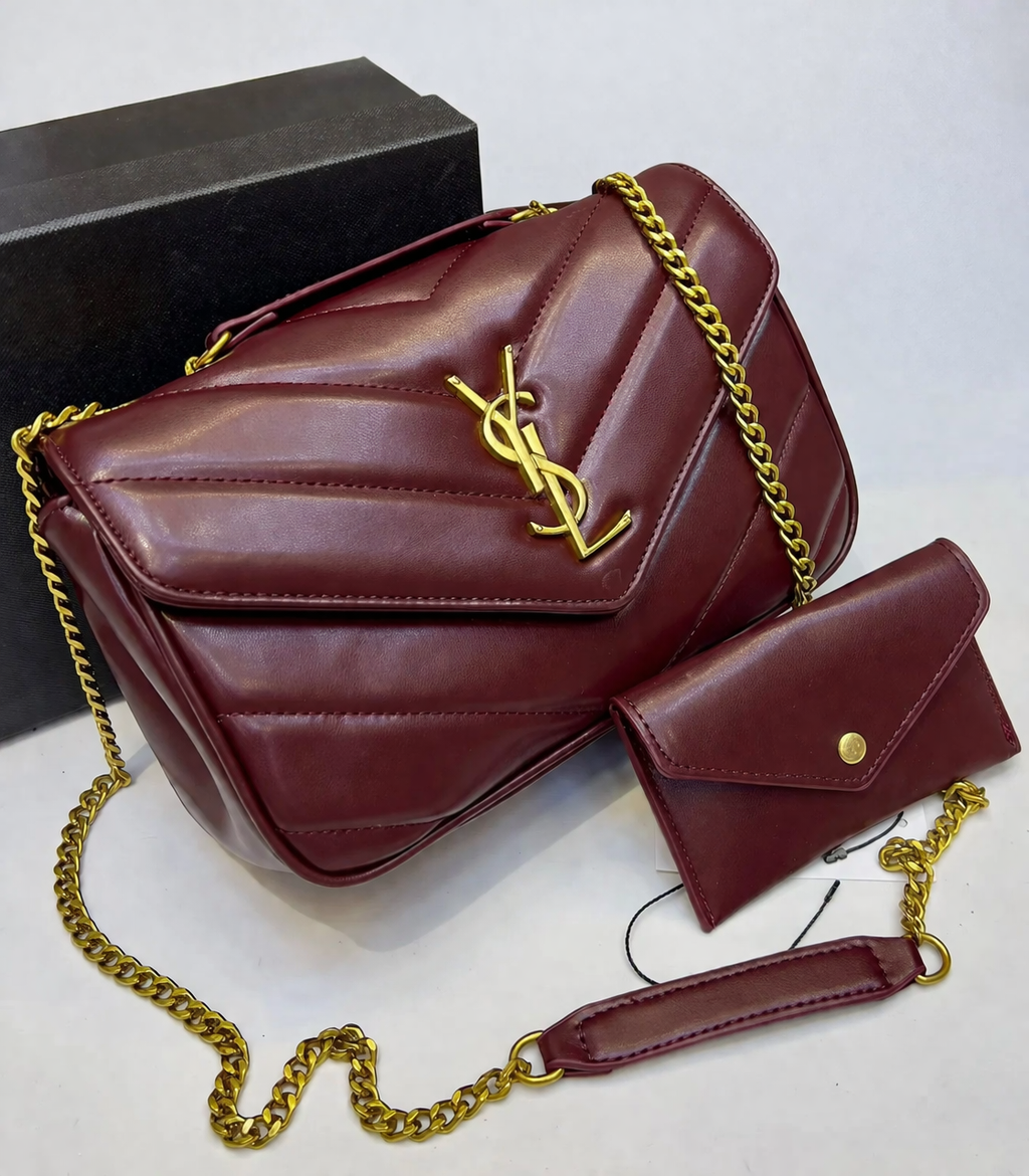 Yves Saint Laurent Style Chevron Chain Shoulder Bag