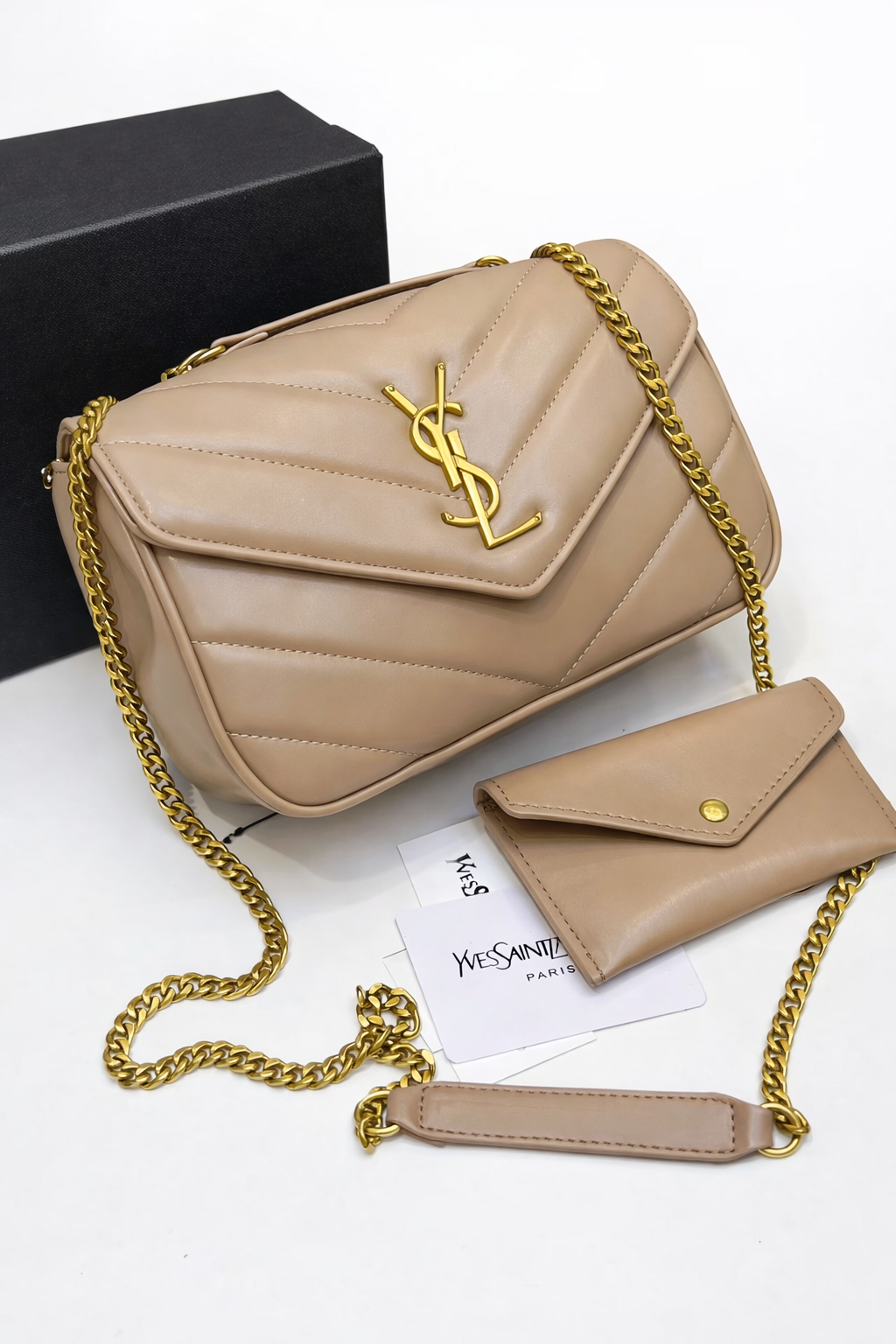 Yves Saint Laurent Style Chevron Chain Shoulder Bag