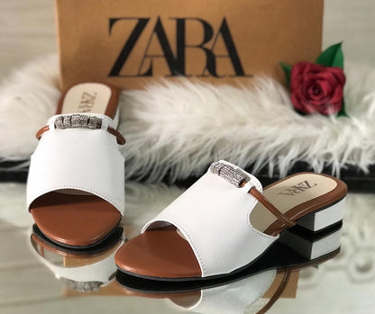 ZARA Crystal Detail Slide Sandals