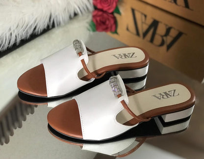 ZARA Crystal Detail Slide Sandals