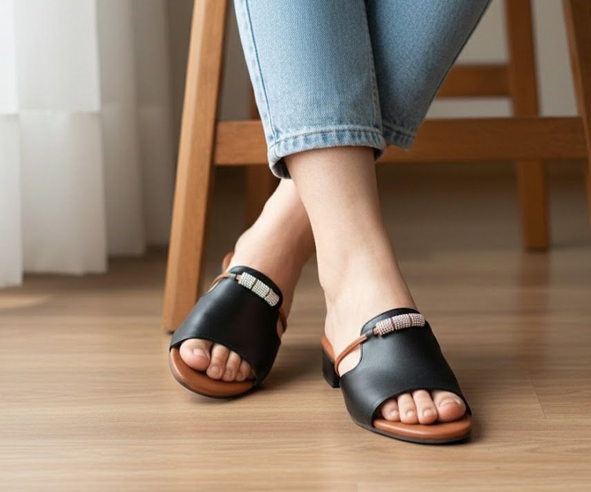 ZARA Crystal Detail Slide Sandals