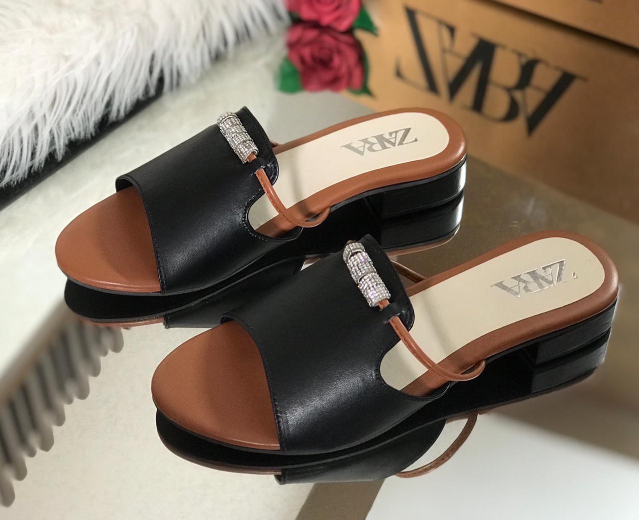 ZARA Crystal Detail Slide Sandals