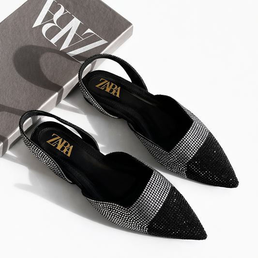 ZARA Crystal Embellished Slingback Heels
