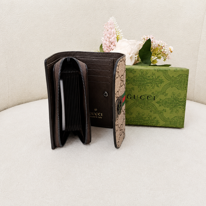 Gucci GG Web Stripe Compact Wallet – Black & Beige Edition
