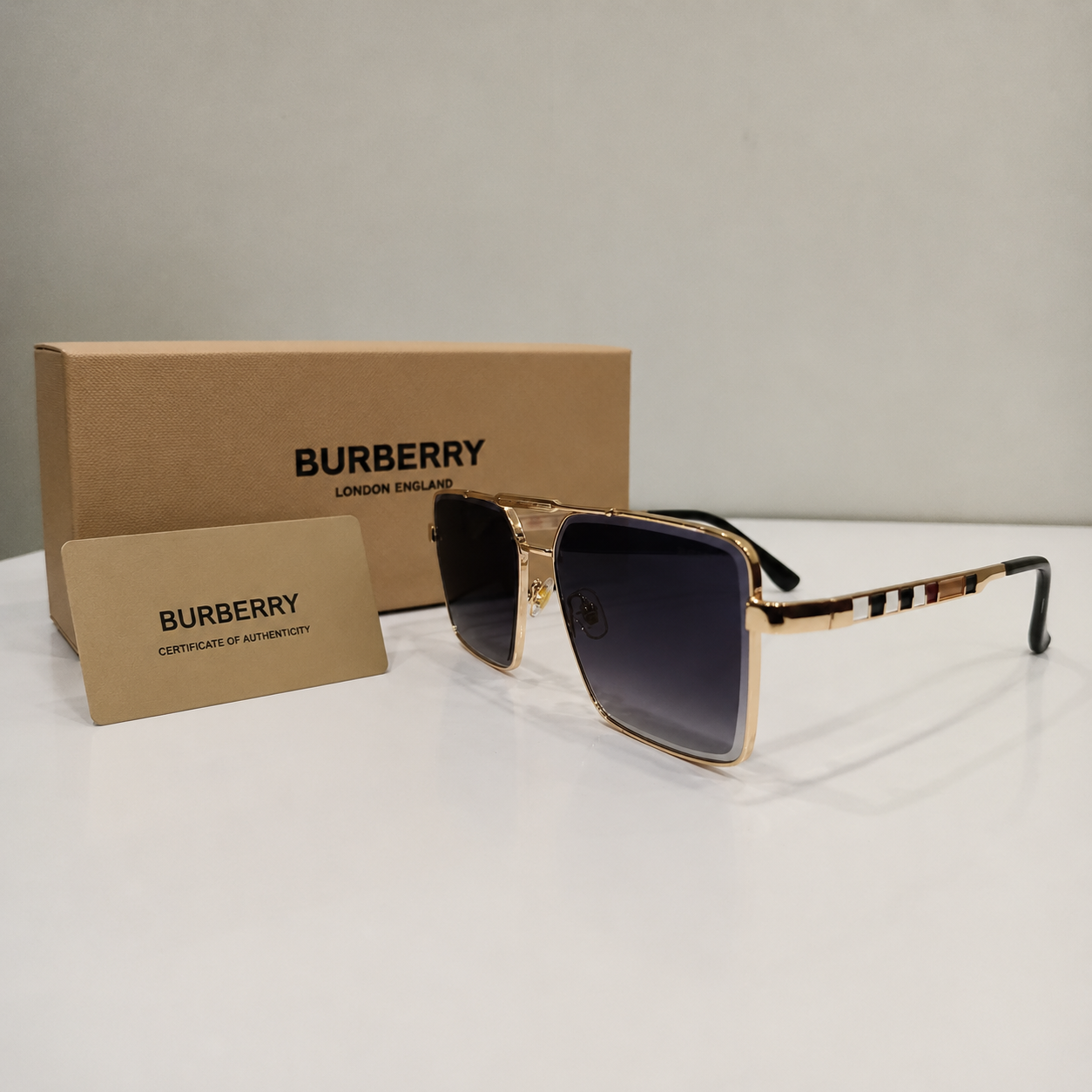 Burberry Navigator Metal Frame Sunglasses