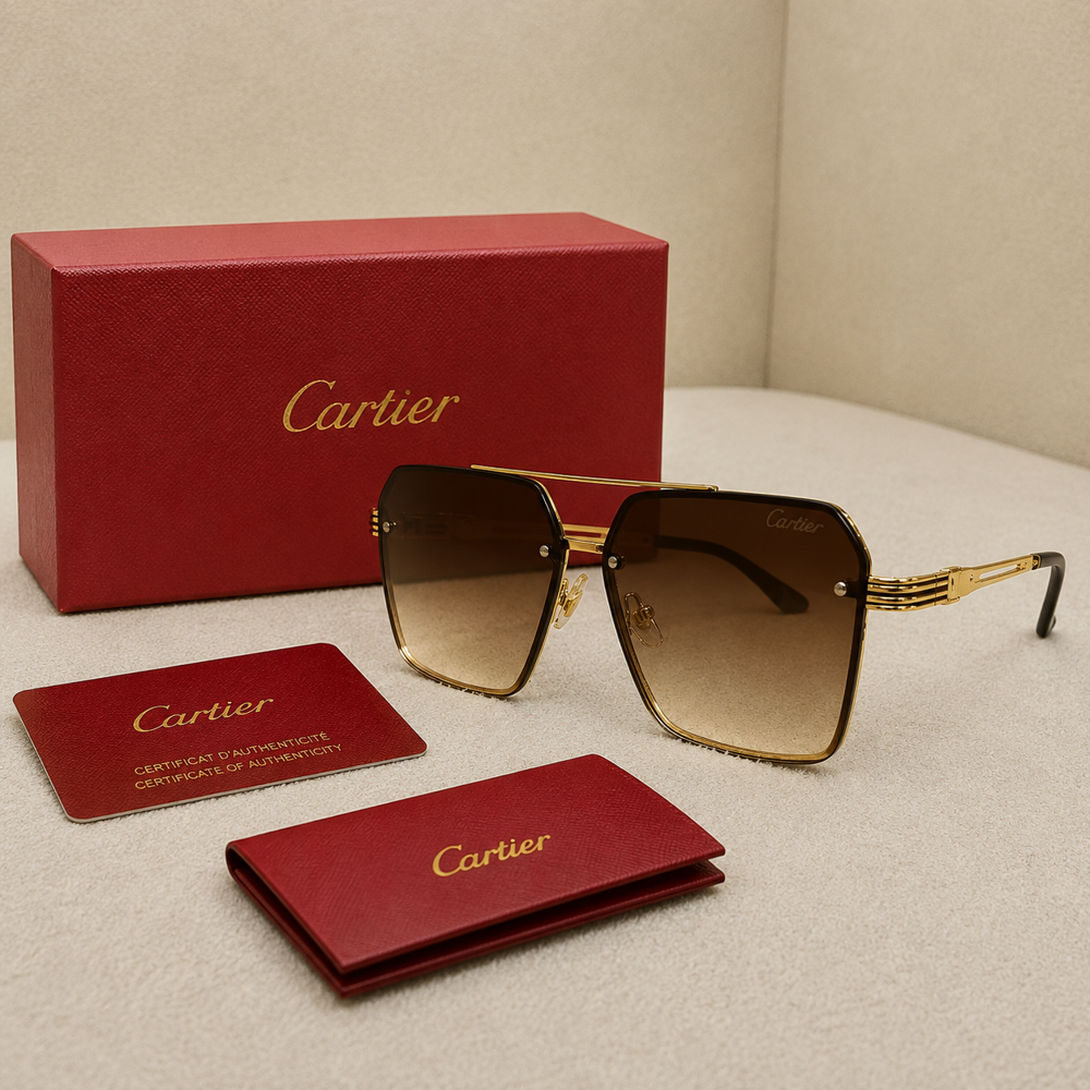 Cartier Santos Gradient Rimless Square Sunglasses