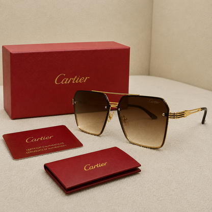 Cartier Santos Gradient Rimless Square Sunglasses