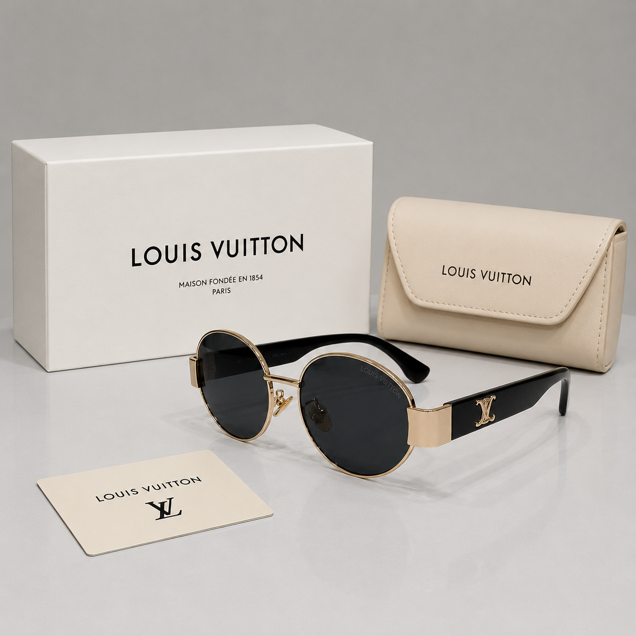 Celine Round Metal Frame Sunglasses - Cold/Black