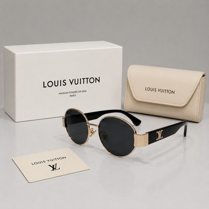 Celine Round Metal Frame Sunglasses - Cold/Black