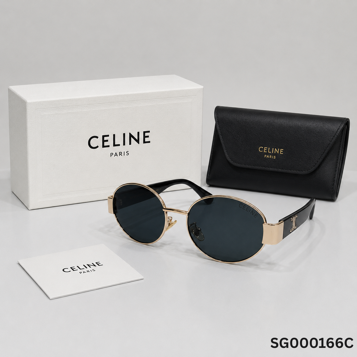 Celine Round Metal Frame Sunglasses - Cold/Black