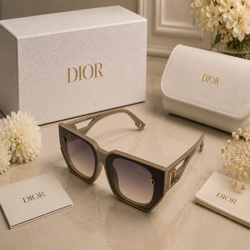Dior D-Emblem Geometric Square Gradient Sunglasses