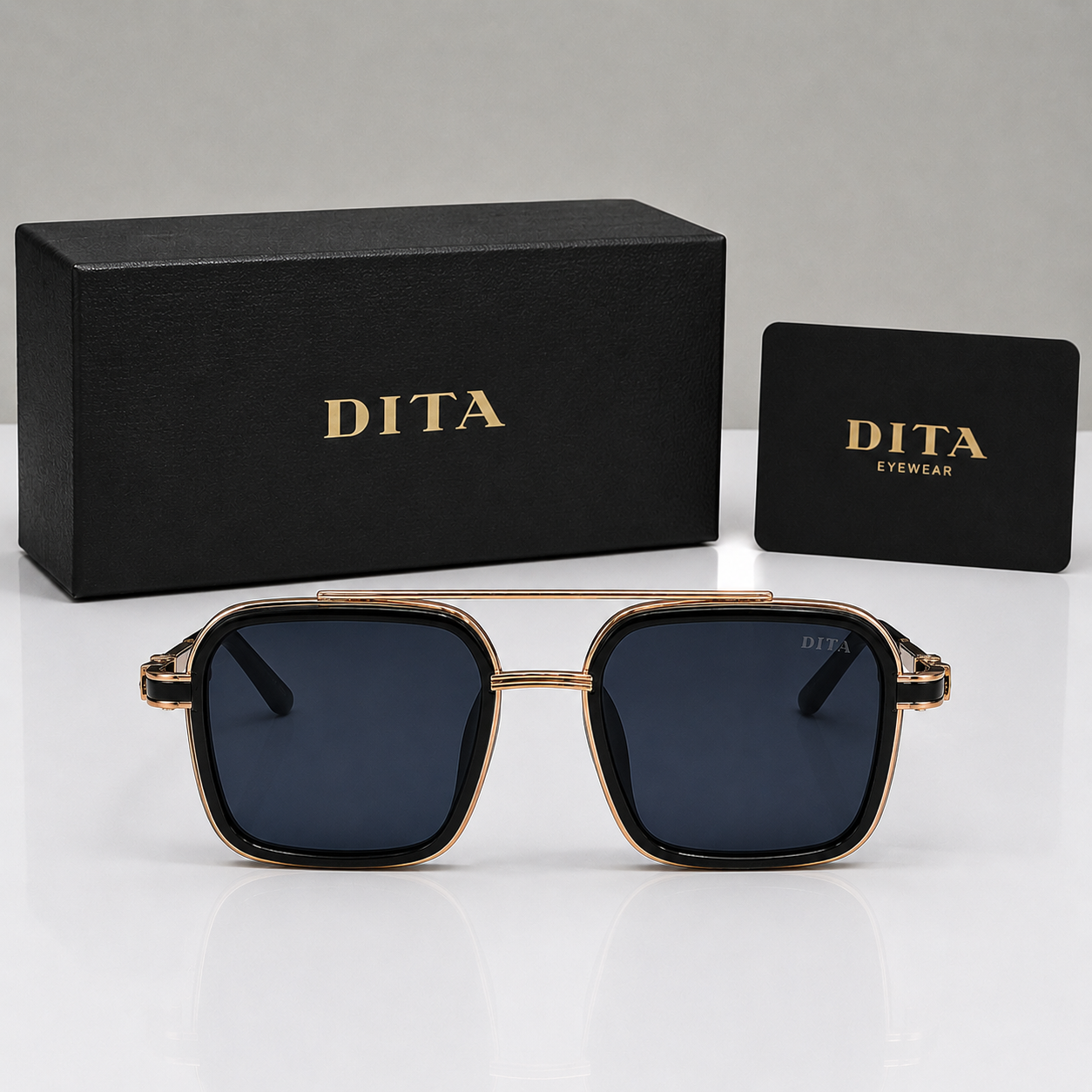 DITA Grand-Evo Square Sunglasses – Black/Gold Edition