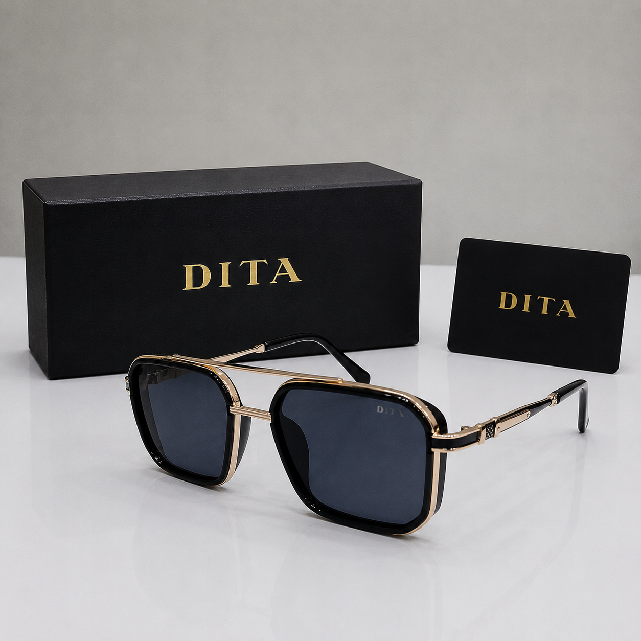 DITA Grand-Evo Square Sunglasses – Black/Gold Edition
