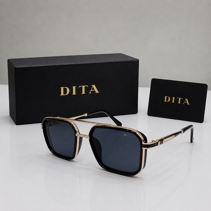 DITA Grand-Evo Square Sunglasses – Black/Gold Edition