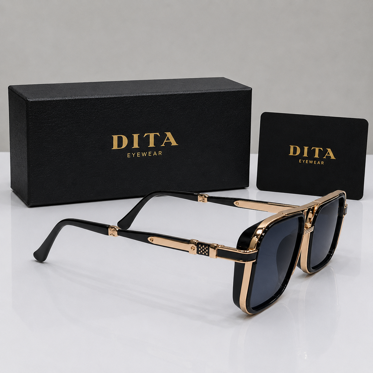 DITA Grand-Evo Square Sunglasses – Black/Gold Edition