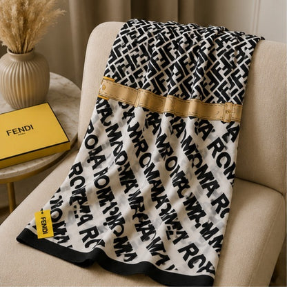Fendi FF Monogram Roma Silk Blend Luxury Stole
