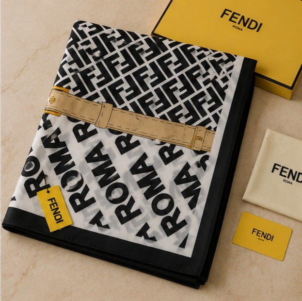 Fendi FF Monogram Roma Silk Blend Luxury Stole