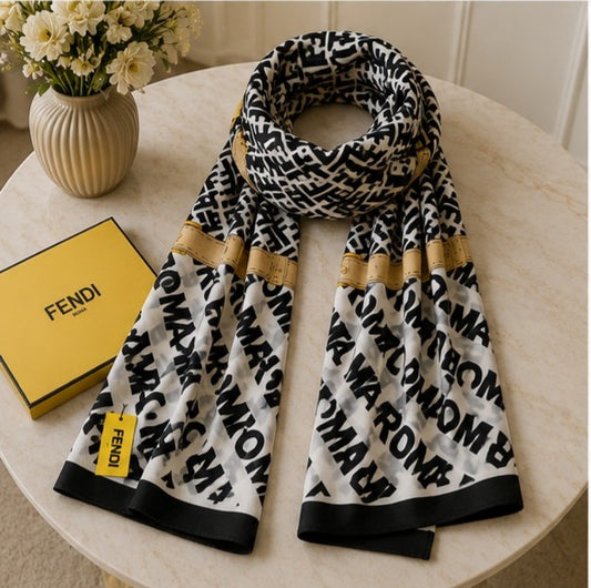 Fendi FF Monogram Roma Silk Blend Luxury Scarf